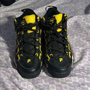 Fila Black and Yellow Athletic Shoes